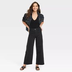 Women's High-rise Sailor Wide Leg Ankle Jeans - Universal Thread™ : Target Trendy Flare Jeans For Elevated Casual, Mid-rise Cotton Flare Jeans For Elevated Casual Wear, Cotton Mid-rise Flare Jeans For Elevated Casual, Cotton Flare Jeans For Elevated Casual Wear, Elevated Casual Cotton Flare Jeans, Casual Wide-leg Flare Jeans For Fall, Fall Wide-leg Jeans For Elevated Casual Occasion, Fall Wide-leg Jeans For Elevated Casual, Fall Wide-leg Cropped Jeans