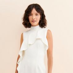 Nuuly | Ruffle Mini Dress Elegant Ruffled Mini Dress For Work, Elegant Mini Dress With Ruffles For Work, Chic Mini Dress With Ruffle Hem For Work, Chic Workwear Mini Dress With Ruffle Hem, Chic Ruffle Hem Dress For Formal Occasions, Chic Ruffled Midi Dress For Formal Occasions, Elegant Ruffle Hem Dress For Work, Chic Ruffle Dress For Work, White Elegant Ruffle Dress For Formal Occasions