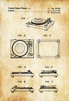 an old fashioned record player with its case and other parts, including the turntable