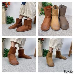 Casual Leather Mid-calf Boots For Spring, Casual Mid-calf Boots With Almond Toe, Spring Leather Boots With Flat Heel, Fall Ankle-high Leather Shoes With Leather Lining, Winter Ankle-high Leather Shoes, Casual Leather Mid-calf Boots, Casual Leather Mid-calf Boots Medium Width, Ankle-high Leather Winter Shoes, Fall Slip-on Boots