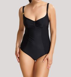 Chicly styled one piece has a supportive shelf bra, straps, and tummy-slimming front. Made of polyamide and elastane. Shelf bra has underwire cups with soft knit non-stretch fabric with seams for shape. Bra-sized cups deliver a much better, more custom fit. Shelf bra sides are separate pieces at top of suit, and offer more support thanks to powermesh lining. Covered elastic band along neckline helps keep fit in place. Top center front has a ruched inset with vertical band at middle, resembling a Tank Top Swimsuit, Flatten Tummy, High Waisted Tankini, Swimming Swimsuit, Calvin Klein Women, Womens Bathing Suits, Ladies Of London, Keep Fit, Princess Seams