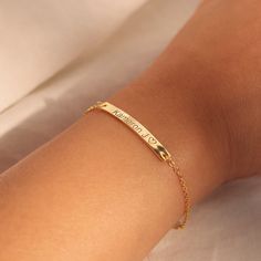 "❤️ Grab 3 fabulous items and enjoy a delightful 25% off when you use the code BUY3GET25 Elevate your gifting with our 925 sterling silver gold plated personalized bracelets. Engraved with your name, initial, or a special date, they're more than just jewelry - they're a heartfelt, personalized gift for her, a constant reminder of your unique connection and thoughtfulness #YOU MAY LIKE THIS silver bar cotton bracelet https://www.etsy.com/listing/1492776594/silver-bar-cotton-bracelet-best-gift Hea Personalized Name Bracelet For Anniversary, Meaningful Personalized Name Bracelet For Anniversary, Classic Name Bracelet For Mother's Day Gift, Personalized Name Bracelet For Gift, Personalized Name Bracelet For Gifts, Personalized Meaningful Name Bracelet Gift, Dainty Engraved Name Bracelet For Personalized Gift, Classic Personalized Name Bracelet As A Gift, Dainty Personalized Name Bracelet For Anniversary