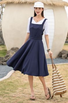 Blue Pinafore Dress, Linen Pinafore Dress, Chiffon White Dress, Linen Pinafore, Tailored Clothes, Circle Dress, Shirtwaist Dress, Chiffon Dress Long, Cotton Linen Dresses