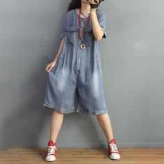 Comfortable, One of Kind. Jumpsuits online shop,|Street|Cotton Blend|Solid Color|Cropped Pants/Skirts|Pocket|Pullover|Loose|Female|Dark Blue|Light Blue|M|L|Summer|Hand Wash Affordable Denim Blue Shortalls, Summer Denim Overall Jumpsuit With Pockets, Baggy Medium Wash Overalls For Spring, Baggy Utility Denim Jumpsuit For Spring, Summer Denim Overalls With Pockets, Summer Denim Blue Jumpsuit With Pockets, Trendy Baggy Overalls With Pockets, Spring Denim Jumpsuit With Pockets And Relaxed Fit, Spring Overalls Jumpsuits And Rompers With Pockets