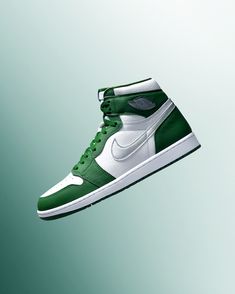 The ""Gorge Green"" AJ 1 Highs feature a classic green and white pairing in the color-blocking scheme of OG releases with an added metallic silver swoosh that resembles retro 2001 Japan exclusives. Another one to add to the rotation. Classic Green High-top Sneakers, Classic Green Custom Sneakers For Streetwear, Retro Basketball Shoes, The Gorge, Air Jordan 1 Retro High Og, Air Jordan 1 Retro High, Air Jordan 1 Retro, Jordan 1 Retro High, Jordan 1 Retro