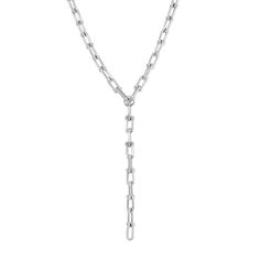 Margaux Lariat Necklace White Gold Lariat Chain Necklace, Silver Lariat Necklace With Chain Detail, Silver Chain Lariat Necklace, Timeless Lariat Chain Necklace With Adjustable Chain, Timeless Adjustable Lariat Chain Necklace, Silver Lariat Chain Necklace With Box Chain, Silver Paperclip Chain Lariat Necklace, White Gold Lariat Necklace, White Gold Lariat Necklace With Adjustable Long Drop Chain