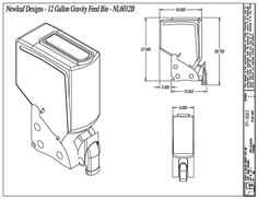 an image of a drawing of a toilet paper dispenser with the measurements