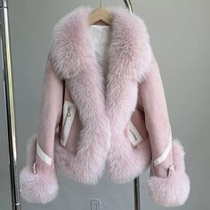 Women Down Coat with Fox Fur Tailored Collar and Placket Cuffs Suede Jacket | eBay Outfits For The Cold, Leather Coat With Fur, Pink Faux Fur Coat, Coat With Fur, Suede Style, Cute Coats, Coats Women, Fur Coats Women, Beautiful Cover