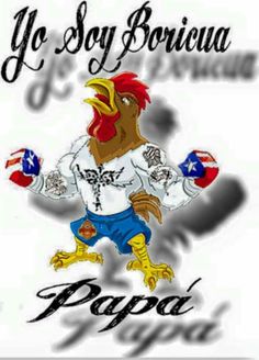 an image of a rooster with the words papa papa on it's chest