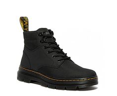 Dr. Martens Rakim Extra Tuff Mens Boot sA cool mix of ‘90s street fashion and sporty hiker, this Dr. Martens Rakim Extra Tuff mens Boot is rugged yet stylish. The tough leather upper holds up for the long haul and the Cushioned footbed keeps your feet comfortable. Cement welt construction ensures this Boot is sturdy and built for any adventure. Leather upper Lace-up closure Air- Cushioned footbedHeel pull-tabYellow stitching Rubber outsole Lace-up Work Boots With Vibram Sole, Winter Work Boots With Vibram Sole For Streetwear, Casual Lace-up Work Boots For Hiking, Low-top Boots With Rubber Toe Cap For Streetwear, Streetwear Low-top Boots With Rubber Toe Cap, Winter Streetwear Boots With Vibram Sole, Rugged Low-top Streetwear Boots, Rugged Low-top Boots For Streetwear, Steel Toe Lace-up Sneakers For Streetwear