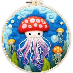 Needle Felting kit - Mushroom Jellyfish Mushroom Jellyfish, Needle Felting Tools, Felting Needles, Foam Blocks, Art & Craft Kit, Needle Felting Kits, Wool Crafts, Felted Wool, Craft Shop