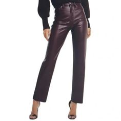 Express Straight Ankle High Rise Faux Leather Pants Color: Dark Purple 2835 A High Waisted Pant In Faux Leather Material And A Modern Straight Fit. These Pants Offer The Perfect Silhouette And Are An Excellent Pick For The Fall Season. Pair With Sneakers Or Your Favorite Heels For Perfect Styling. Features & Fabric High Waisted Five Pocket Styling; Belt Loops; Button And Zip Fly Faux Vegan Leather; Straight Leg Size 2r Brand New With Tags! Approximate Measurements: Waist: 14” Across Rise: 11” In Chic Straight Leg Leather Pants For Fall, High Rise Pants For Fall Workwear, Sleek Straight Leg Fall Bottoms, Sleek Straight Leg Bottoms For Fall, Elegant Straight Leg Leather Pants For Fall, Sleek High Rise Pants For Fall, Faux Leather Full-length Pants For Fall, Sleek Straight-leg Fall Bottoms, Sleek High-rise Fall Pants