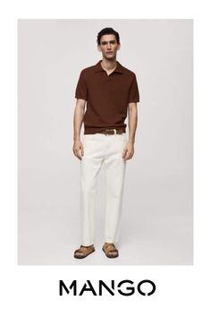 Take advantage of the best discount of the year with Black Friday, Cotton-blend fabric, Thick knitted fabric, V-neck polo collar without closure, Short sleeve, Hem with elastic band, The model is 6'1" and is wearing a size M Casual V-neck Polo Shirt With Ribbed Collar, Casual Brown Polo Shirt With Collared Neckline, Casual Brown Johnny Collar Top, Casual Brown Top With Johnny Collar, Casual V-neck Polo Sweater For Summer, Brown Collared Knit Tops, Casual Brown Polo Sweater, Casual Brown Cotton Polo Sweater, Cotton V-neck Polo Sweater For Workwear