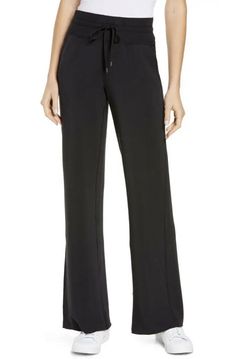 Zella Peaceful Wide Leg Sweatpants Style#: NR446059WN Black Plus Size: 3X (XXS=00, XS=0-2, S=4-6, M=8-10, L=12-14, XL=16-18 (14W), XXL=20 (16W)). A marled knit adds to the cozy comfort of wide leg sweatpants fitted with an adjustable drawstring at the ribbed waist. High rise 33" inseam Elastic/drawstring waist Front slant pockets 72% Tencel® modal, 22% polyester, 6% spandex Tencel modal is a sustainably produced fiber made with closed-loop processing and is certified with the EU Ecolabel as havi Sweatpants Fit, Sweatpants Style, Wide Leg Sweatpants, Active Wear Pants, Seamless Leggings, Comforters Cozy, Cropped Leggings, Clothing Items, Wide Leg Pants