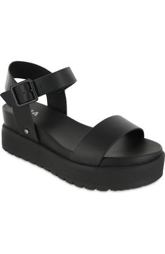 MIA Kayci Platform Sandal (Women) | Nordstromrack Naturaizers Sandals Naturalizer, Simple Platform Sandals, Platform Sandals Front View, Black Platforms Sandals, Playform Sandals, Aesthetic Silhouette, 90s Sandals, Mia Mia, Funky Shoes