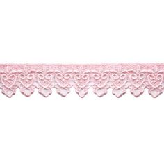 a pink lace trim with hearts on the bottom and center, in two different colors