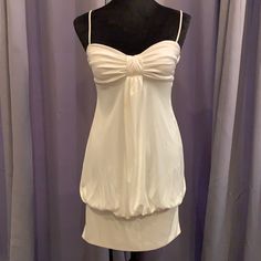 This Little White Number Is Stunning; Perfect For A Cocktail Party, Wedding Or Date Night! From Beata Studio In Los Angeles, The Size Is 3/4 And The Satin Style Dress Is Brand New; Never Worn. Excellent Condition. Measurements Are Apx: Straps: 14 1/2” Length ( Measured Lowest Part Front Cleavage To Bottom Of Dress): 25” Bust: 36” Waist: 26” Hips: 32” Lining Completely Inside Dress Is Sift Snd Dramatic. Stylish Bottom Of Dress Is Tighter Than Dress For A Chic Look. White Flirty Formal Dress, Flirty White Formal Dress, White Ruched Bodice Mini Dress For Evening, Elegant Mini Dress With Ruched Bodice For Party Season, White Mini Dress With Ruched Bodice For Evening, Summer Dinner Mini Dress With Lining, Summer Dinner Mini Dress Lined, Elegant Mini Dress With Ruched Bodice For Dinner, White Lined Mini Dress For Formal Occasions