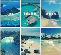 four different pictures with the words bora bora on them