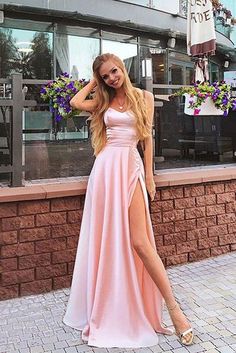 Pink Long Prom Dresses, Prom Dress Black, Split Prom Dresses, Prom Dresses Long Pink, Beautiful Evening Dresses, Pink Evening Dress, Pink Prom Dress, Graduation Dresses, Evening Party Gowns