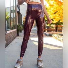 Spanx Faux Patent Leather Leggings Women’s Medium Ruby, Red New With Tags Waist 13.5” Inseam 28” Rise 11.5” Burgundy Bottoms For Fall Party, Fitted Burgundy Winter Bottoms, Burgundy Party Bottoms For Fall, Fall Party Burgundy Bottoms, Burgundy Stretch Pants For Night Out, Stretch Burgundy Bottoms For Night Out, Fitted Burgundy Pants For Fall, Red Stretch Faux Leather Bottoms, Stretch Red Faux Leather Bottoms