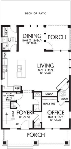 the floor plan for a small house with two bedroom and living areas on each side