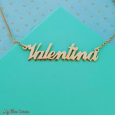 Order any word or name for your new 18k gold plated Valentina heart style nameplate necklace. 🍋 * Nameplate and chain are all solid sterling silver 925 with 18k gold 2 micron double plating. * Your 18k Gold Plated Nameplate will be a strong 1.2 mm thickness.  * The first capital letter of your standard size nameplate, will be 11 mm tall.  * The tiny heart will be placed on the i or j dot. If there is no i or j in your name, I will add the heart at the end of the name.  * I make tiny, small, sta Valentine's Day Gold Plated Nameplate Necklace, Custom Name Gold Necklace For Valentine's Day, Gold Plated Nameplate Necklace For Anniversary, Customized Gold Name Necklace For Valentine's Day, Custom Name Gold Plated Necklace For Anniversary, Personalized Gold Name Necklace For Valentine's Day, Valentine's Day Custom Name Gold Plated Necklace, Custom Name Gold-plated Necklace For Mother's Day, Custom Name Gold Plated Nameplate Necklace