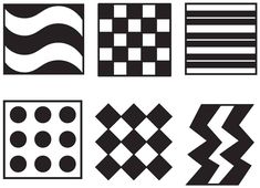 different shapes and sizes of black and white tiles