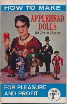 an advertisement for applehead dolls on the front cover of a dollhouse magazine, featuring a woman holding an apple