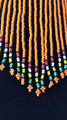 ON SALE Zulu Beaded Choker necklace, African Choker necklace, Beaded Necklace for women, Tassel neck Traditional Beaded Fringe Necklace As Gift, Orange Beaded Dangle Necklaces, Orange Beaded Fringe Jewelry, Colorful Beaded Orange Necklace For Festivals, Colorful Orange Beaded Necklaces For Festivals, Orange Beaded Necklace For Festivals, Orange Necklaces With Colorful Beads For Festivals, Orange Beaded Necklaces With Round Beads For Festivals, Festival Beaded Necklaces With Dangling Beads