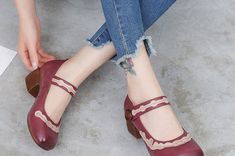 Vintage Handmade Leather Women's Shoes Comfortable Medium Thick Heel – Dresslittly Mary Janes Shoes, Thick Heel, Shoes Comfortable, Leather Shoes Woman, Thick Heels, Mary Jane Shoes, Vintage Shoes, Handmade Leather, Platform Shoes