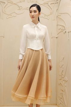 Jeanne Layered Draped Organza Midi Skirt - MEAN BLVD Organza Midi Skirt, Corset Shirt, Mean Blvd, Organza Skirt, Corset Waist, Corset Lace, Couture Details, Family Fashion, Elegant Shirt