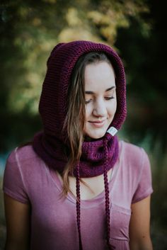 This handcrafted knit hood comes with attached cowl neckwarmer that doubles as a scarf and functional drawstring. Perfect for fall layering, windy bike ride Hooded Cowl, Fall Layers, Winter Walk, Knitted Hood, Cozy Outfit, Neck Warmer, Bike Ride, Winter Collection, Scarf Accessory