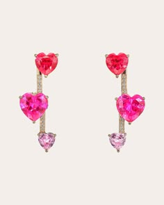 Luxury Heart-shaped Drop Earrings For Valentine's Day, Heart Shape Jewelry, Pink Nautical, Convertible Earrings, Pendulum Earrings, Ruby Heart, Fuschia Pink, Lovely Earrings, Girly Jewelry