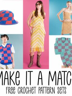 a collage of photos with the words make it a match free crochet pattern sets