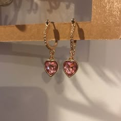 Hi Everyone!! These Are Pink Crystal Heart Earrings That Are Dangling Down From Crystal Plated Hoops! These Earrings Are Gold Plated. They Are Waterproof But May Begin To Tarnish If Completely Soaked With Water. They Are Not Too Heavy And Are Lighter In Weight! These Earrings And Brand New And Have Been Handled With Care. Dangle Heart Earrings, Pink Quince Earrings, Cute Dangle Hoop Earrings For Valentine's Day, Cute Pink Hoop Earrings For Gift, Trendy Pink Hoop Earrings As Gift, Trendy Pink Double Heart Earrings, Cute Pink Double Heart Earrings, Pink Heart Hoop Earrings For Gift, Pink Heart Hoop Earrings As Gift