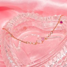 Details: 18K Rose Gold Plated Bracelet: 5.5-7.5 Inches Anti-tarnish, anti-allergy, nickel-free. Designed USA Pink Gold Bracelet, Goddess Jewelry, Pink Gem, Gold Plated Bracelet, Gold Plated Bracelets, Love At First, Pink Bracelet, Love At First Sight, Quince