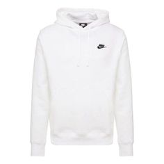 Sporty Hoodie With Logo Detail, Sporty Hoodie Top With Logo, Sporty Hoodie Top With Logo Detail, White Streetwear Hoodie With Logo, White Crew Neck Hoodie With Logo Detail, White Crew Neck Hoodie With Logo, White Nike Hoodie Outfit, White Hoodie For Light Sports, White Logo Hoodie For Winter