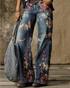 Lasaky - Relaxing Wide-Leg Pants in Lightweight Denim Fabric Jeans Petite, Retro Pants, Looks Country, Jeans Collection, Jeans Wide, Shop Jeans, Long Jeans, Floral Pants, Moda Vintage