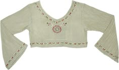 Light Green soft long sleeve crop top with floral design red and green embroidery, It comes in three sizes, and is loose fit with a boat neck that highlights the neckline. The top`s fabric is soft rayon with an exquisite washed look and feel. #tlb #beachwrap #bohemianfashion #Handmade #BohemianTop Green Embroidered Long Sleeve Tops, Folk Style Long Sleeve Tops For Spring, Green Long Sleeve Top With Floral Embroidery, Summer Long Sleeve Embroidered Top, Green Long Sleeve Embroidered Cotton Top, Casual Embroidered Cropped Blouse, Casual Cropped Embroidered Blouse, Folk Style Long Sleeve Summer Tops, Fitted Long Sleeve Peasant Top For Festival