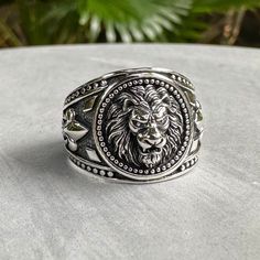 Handcrafted Solid Sterling Silver .925/ Lion Ring 100% hand-polished solid sterling silver Approximated weight 8.1 grams Beautiful Lion ring from the Musketeers crafted in solid 925 sterling silver with 925 stamp on the inside. Lion symbolism represents courage, power, strength and leadership. Lions are fierce, feisty and dominate animals, who take charge. They are also territorial and protect their family and kin. All products here are GUARANTEED 925 Sterling Silver of finest standard. We offer Lion Ring Women, Lion Symbolism, Lion Rings For Men Gold, Lion Jewelry Men, Lion Signet Ring, Men’s Lion Bracelet, Silver Jewelry Accessories, Beautiful Lion, Lion Ring