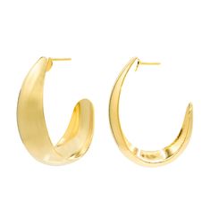 - 18k gold plated lightweight teardrop shape hoops - Measures 1" long - Handmade in Brazil Brazil, 18k Gold, Gold Plate, Plating, Gold