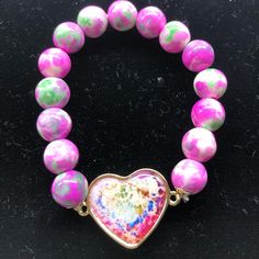 Nwot. Fashion Jewelry . Boho. Love Wrap Bracelet. Purple & Pink Synthetic Gems. Great Christmas Gift. Purple Round Beads Jewelry For Valentine's Day, Purple Round Bead Jewelry For Valentine's Day, Multicolor Heart Charm Bracelet, Purple Adjustable Heart Bracelet For Valentine's Day, Purple Heart Charm Bracelet For Valentine's Day, Adjustable Purple Heart Bracelet For Valentine's Day, Valentine's Day Purple Bracelet With Heart Charm, Adjustable Purple Jewelry With Heart Charm, Multicolor Heart Bracelet For Valentine's Day