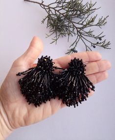 Beaded burst drop earrings Black beaded earrings tassel Earrings waterfall Trend jewelry Eliza earrings Beadwork earrings Fashion bead earrings.Ideally complement the image and emphasize your personality, both on dates and when going to the movies. It is appropriate as an everyday option, and an evening onе. Length :6.5 cm ( 2,6 inches) Product color may appear different depending on viewer's monitor condition Black Beaded Earrings, Large Silver Hoop Earrings, Triple Hoop Earrings, Raw Stone Jewelry, Beadwork Earrings, Motifs Perler, Evening Jewelry, Hammered Hoop Earrings, Trend Jewelry