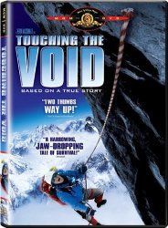 a movie poster for touching the void with a man on skis in mid air