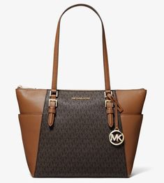 Gray Handbags, Michael Kors Tote Bags, Pink Tote Bags, Brown Leather Totes, Gold Bag, Mk Logo, Zip Tote, Black Tote, Purses Michael Kors