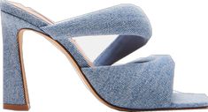 Trendy Open Toe Mules, Spring Mules With Single Toe Strap, Trendy High Heel Slides For Spring, Spring Mules With Sculpted Heel, Modern Slides With Sculpted Heel For Spring, Fitted Mules With Block Heel For Spring, Trendy Fitted Sandals With Sculpted Heel, Summer Fitted Mules With Wrapped Heel, Fitted Summer Mules With Wrapped Heel