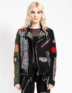 TRIPP NYC - ROCK STEADY JACKET Rocker Style Outerwear For Fall Streetwear, Rocker Style Fall Outerwear For Streetwear, Punk Style Studded Outerwear For Fall, Winter Rockabilly Outerwear For Streetwear, Rocker Style Outerwear For Concerts In Fall, Alternative Fall Outerwear With Rivets, Streetwear Long Sleeve Outerwear With Studs, Alternative Style Outerwear For Biker Events In Fall, Rocker Biker Jacket For Fall Alternative Fashion