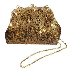 New! Women's Gold Clutch Purse For Evening Dress Wedding Bridal Glitter Sequin Chain Crossbody Bag Handbag - Width: 10", Height: 7.5", Depth: 3" Inches, With Detachable/ Long Shoulder Strap. Thank You! Glamorous Clutch Bags For Party Season, Evening Glitter Shoulder Bag, Glamorous Evening Shoulder Bag With Sequins, Elegant Glitter Shoulder Bag For Party, Glamorous Glitter Bag For Evening, Handheld Sequined Evening Bag For Parties, Embellished Evening Bags For Party Season, Handheld Sequins Party Bag, Glamorous Glitter Shoulder Bag For Party