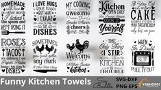 funny kitchen towels svg bundle