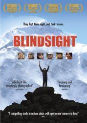 a movie poster for the film blindsight with a man standing on top of a mountain